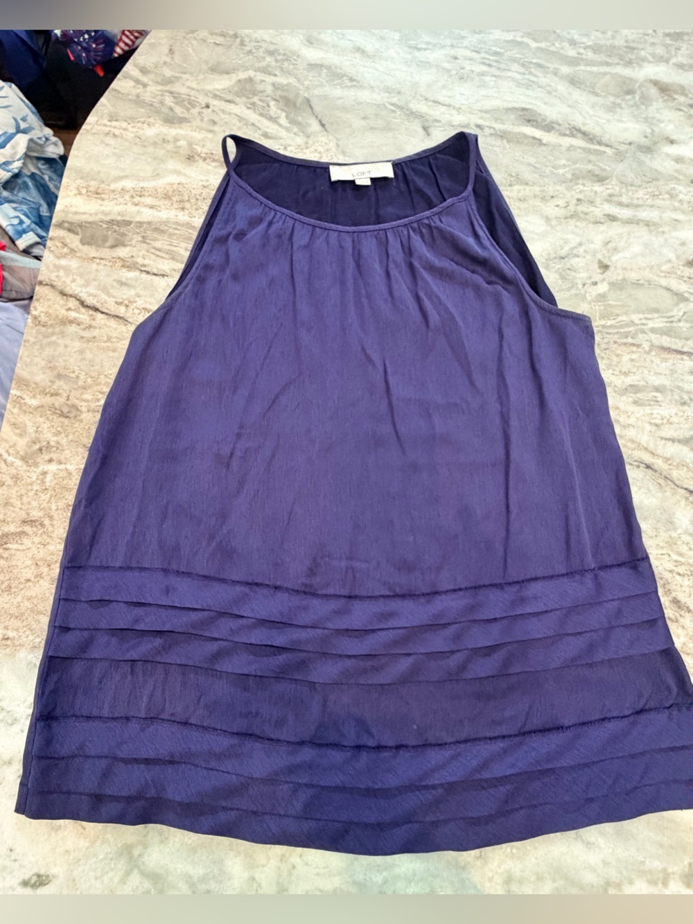 LOFT Purple Sleeveless Blouse Medium Layered Hem Tank Top